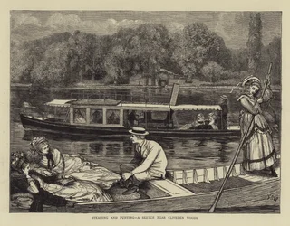 Steaming and Punting, um esboço perto de Cliveden Woods